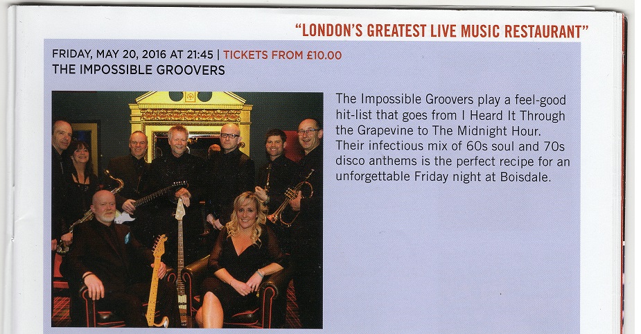 Impossible Groovers Live At Boisdale Canary Wharf!